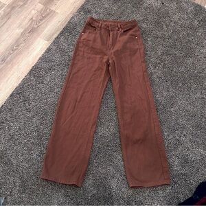 SHEIN Brown Corduroy Pants High Waist Straight Leg Size 28 Casual Fall Style
